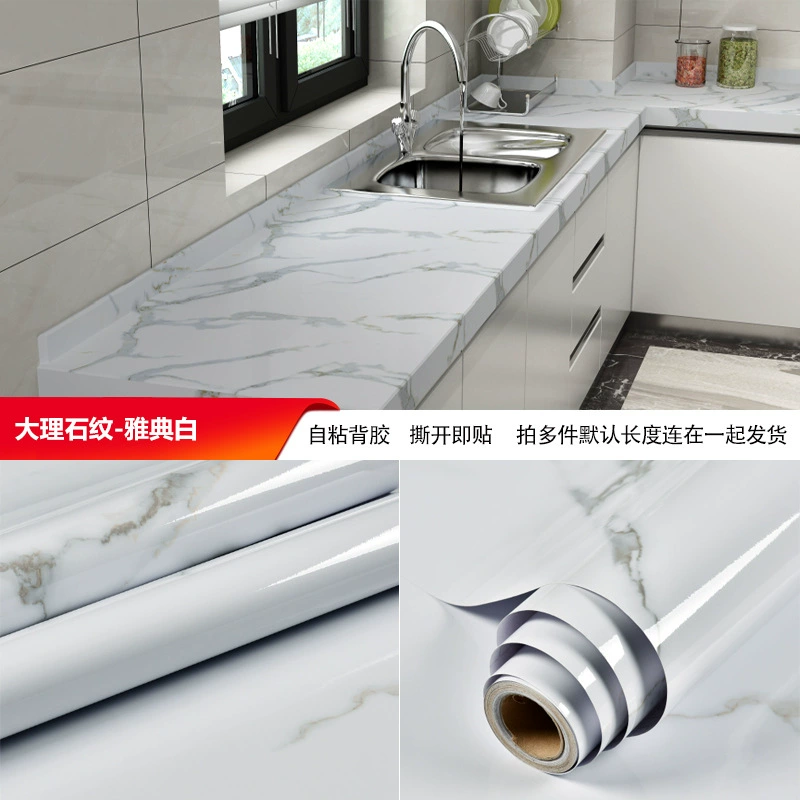 Self-adhesive Marble Vinyl Sticker Roll, Waterproof & Heat‑Resistant, Widths 40–120 cm