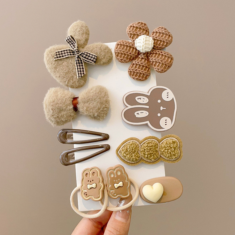 Accesorios para el cabello para niños, café con leche, horquilla, otoño e invierno, nuevas niñas, sin daño, horquilla de felpa, lindo sombrero de clip lateral para bebé
