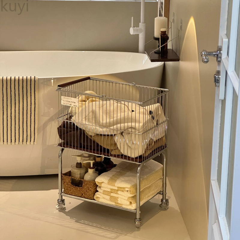 Medieval Style Dirty Clothes Basket Removable Dirty Clothes Basket Trolley Large Capacity Dirty Clothes Basket Bathroom Laundry Basket Storage Rack