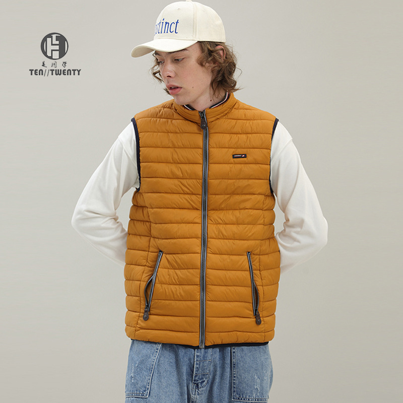 Chaleco de Algodón Acolchado para Hombre de Poliéster Sin Mangas para Invierno