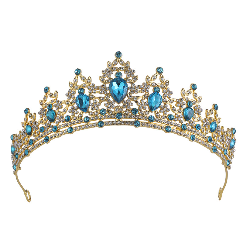 Corona de novia europea y americana color transfronteriza diamante banda de pelo barroco aleación corona vestido de boda accesorios para el cabello