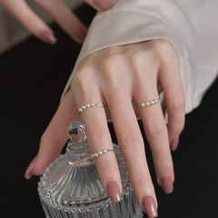 Ins Simple Pearl Ring for Women, Retro Fashion and Elegant, Niche Design, Cool Style, Index Ring with Open Finger Band