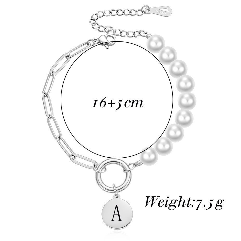 Fashion Letter Titanium Steel Inlay Artificial Pearls Bracelets