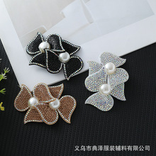 烫钻珍珠花朵胸针水钻立体鞋花鞋扣DIY包包服装辅料饰品配件批发