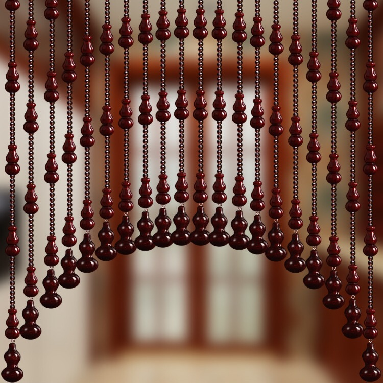 2025 Peach Wood Gourd Bead Curtain Crystal Bedroom Door Curtain Partition Kitchen Entrance Decoration Toilet Punch-Free Hanging Curtain