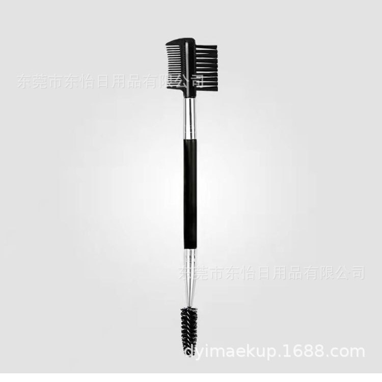 Mango blanco de doble cabeza de pestañas peine corrección de cejas peine de cejas cepillo de cejas de cerdas de fibra cepillo de cejas pestañas cepillo de doble propósito