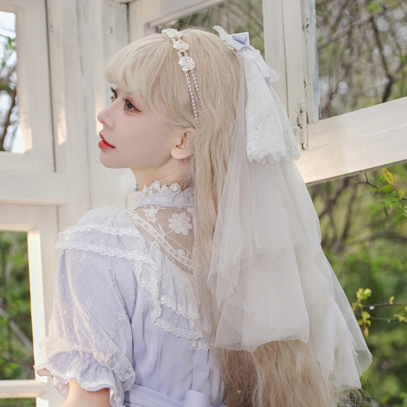 Lolita tocado KC japonés lindo encaje fino encaje diario Lolita arco clip de pelo banda