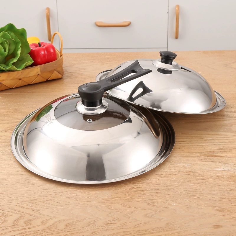 Bolack explosion-proof glass can stand stainless steel lid stir-frying pot flat bottom large pot 28cm-40cm new products