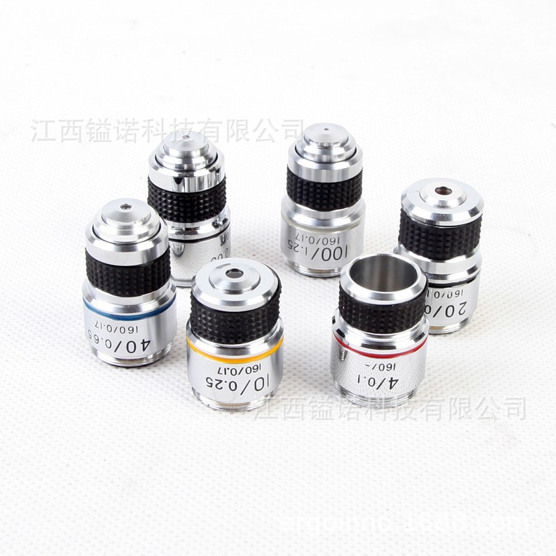 生物显微镜配件185型物镜4X10X40X100X消色全金属立体镜