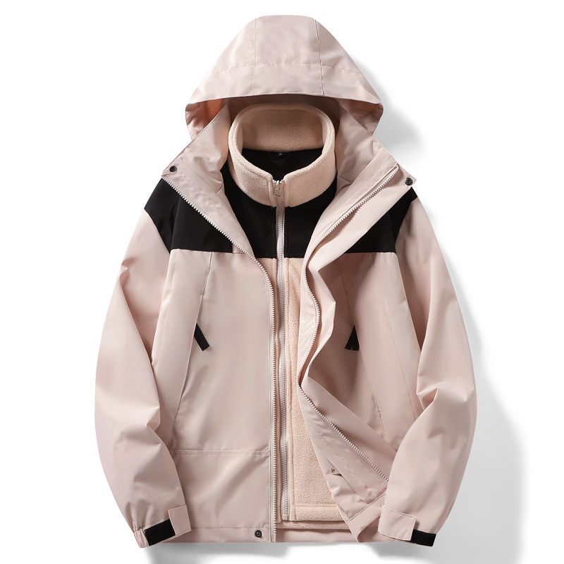 卸売ジャケット スリーインワン取り外し可能な防水防風登山ハイキングジャケット男性と女性のチームロゴカスタマイズ|undefined