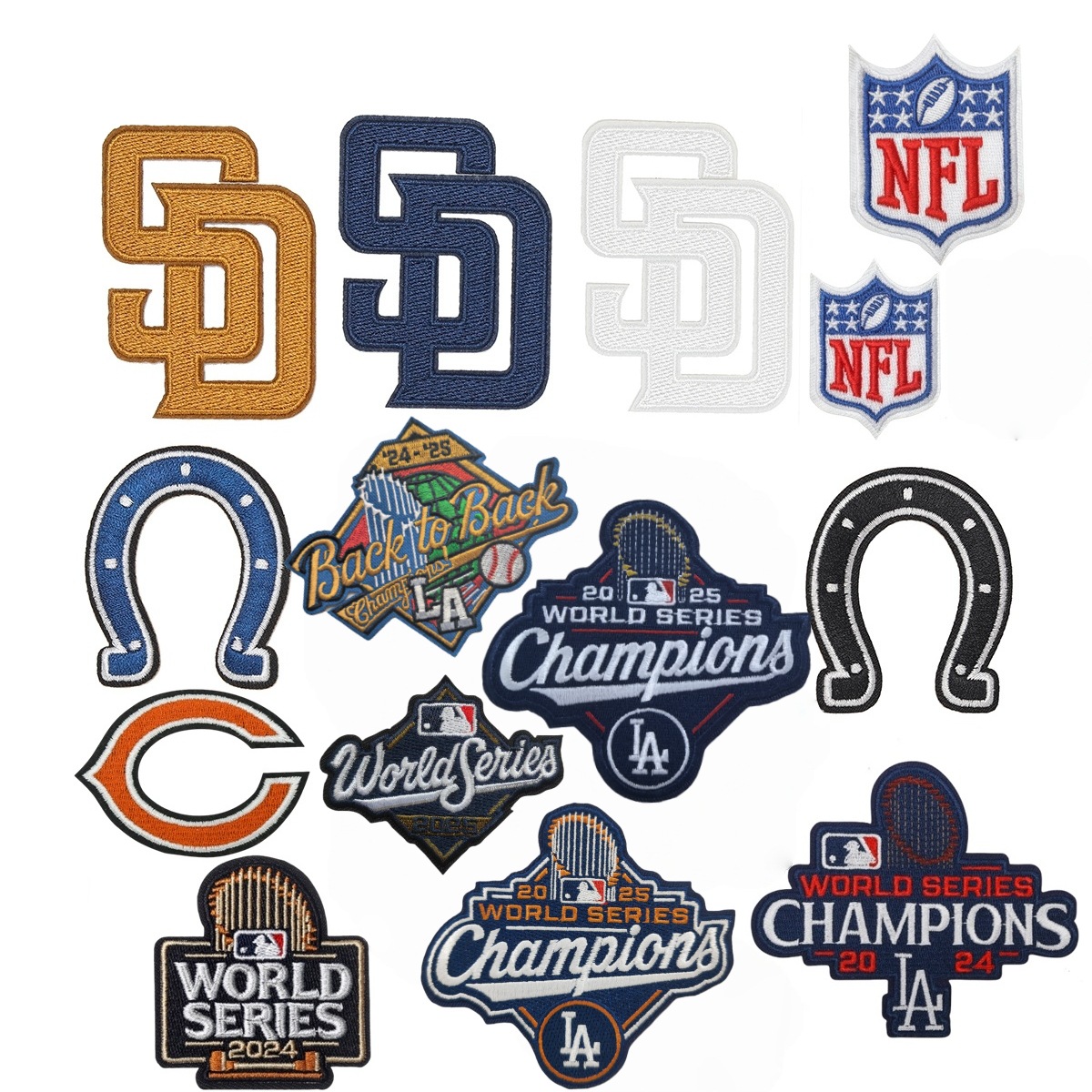 NFL职业橄榄球大联盟球队标志跨境热销刺绣布贴背胶运 动刺绣布贴