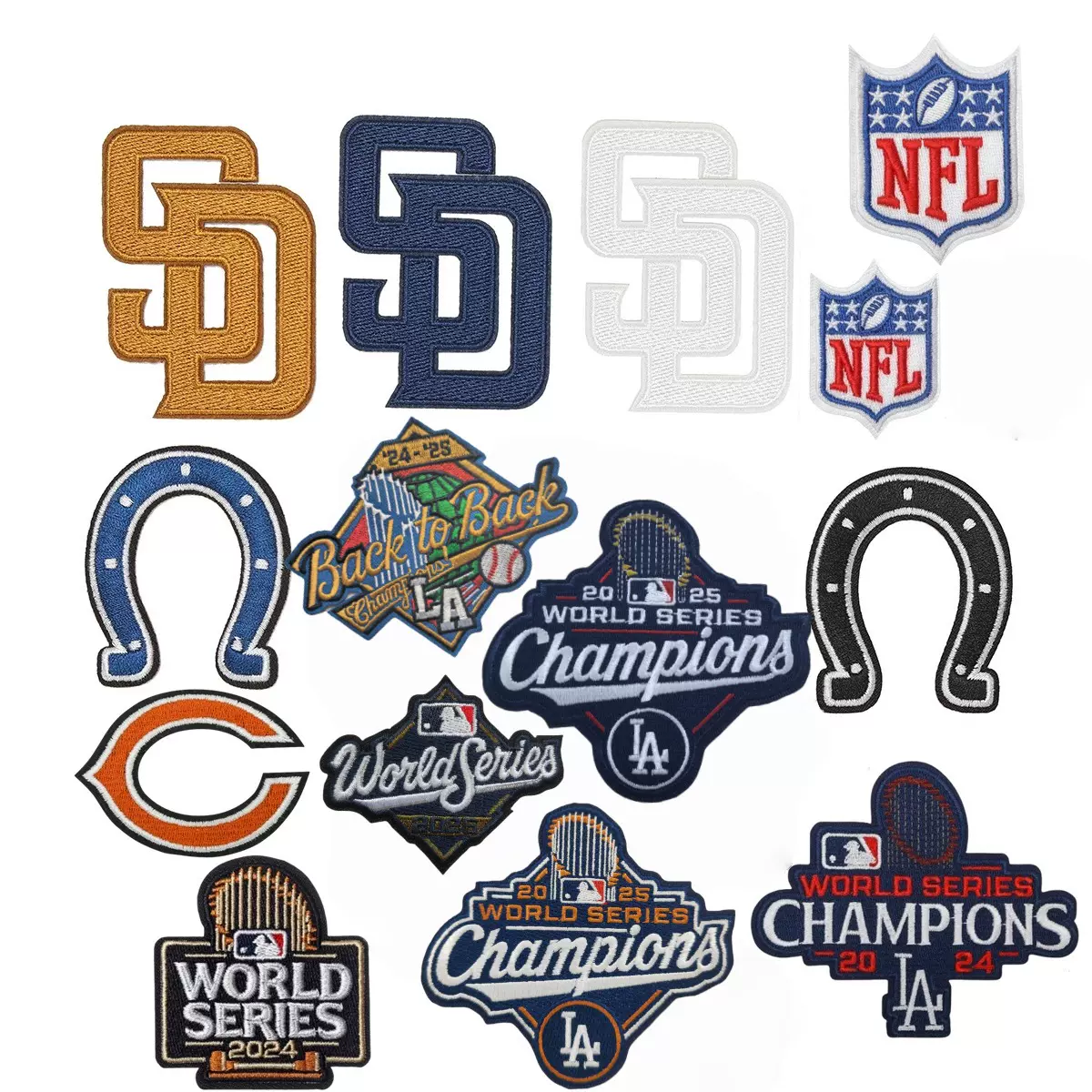 NFL职业橄榄球大联盟球队标志跨境热销刺绣布贴背胶运 动刺绣布贴