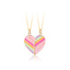 Children's rainbow magnetic metal fuchsia necklace heart shaped, wholesale