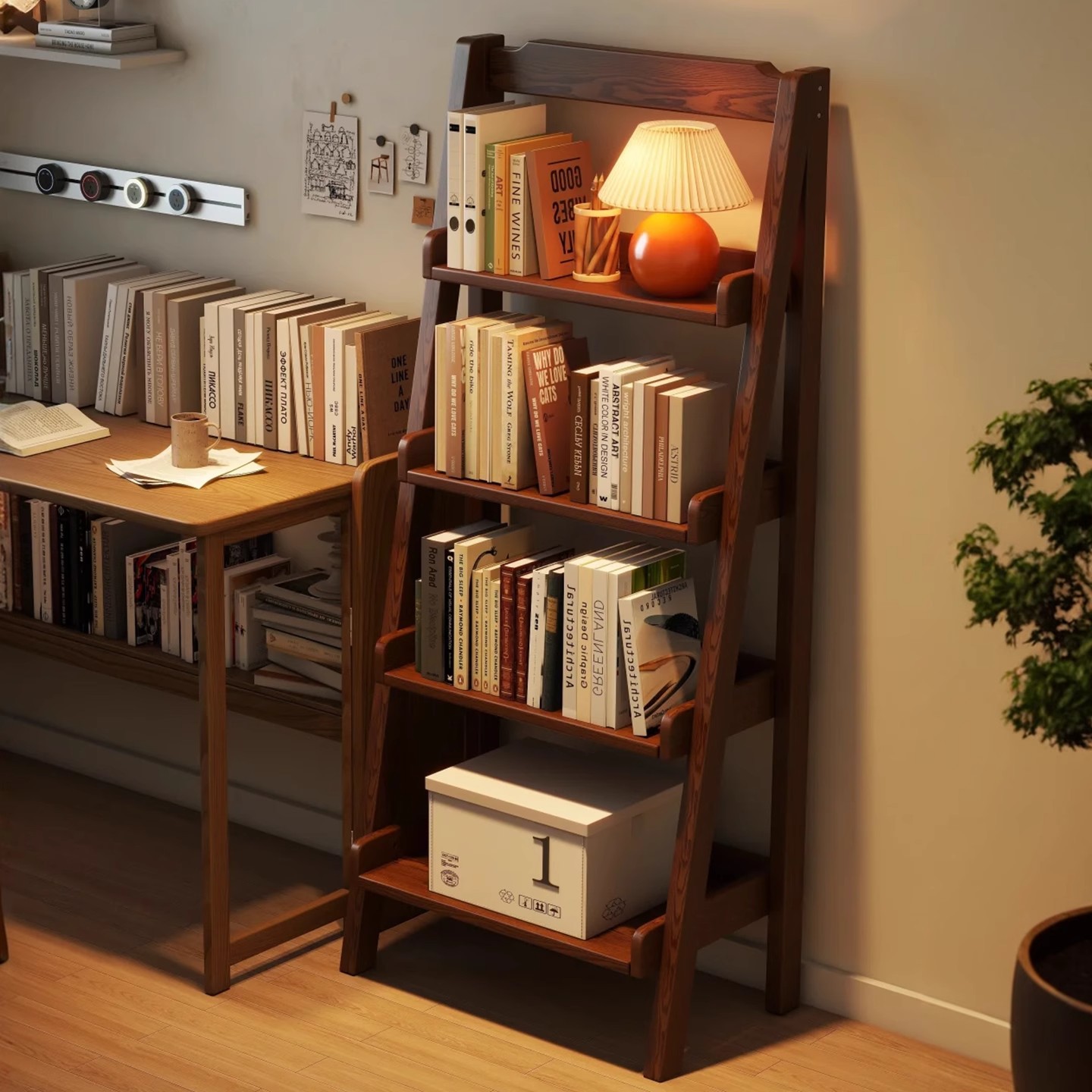 Estantes de madera sólida estantes de escaleras estantes de exhibición estantes de sala de estar estantes de bocadillos multicapa estantes de almacenamiento estantes de trapezoides simples