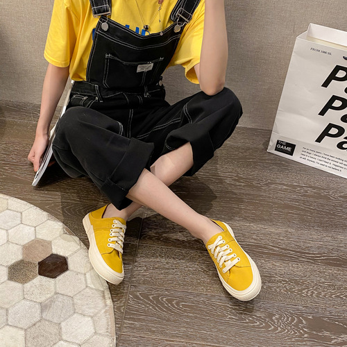 Laid-back two-way canvas shoes for women, breathable 2024 spring new style board shoes with laces, versatile casual shoes, heel candy color