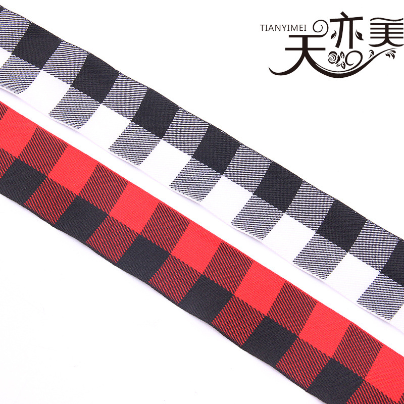 Tianyi Mei cinta en stock 4cm de punto a cuadros blanco y negro cinta caja de regalo de juguete cinta roja y blanca cinta escocesa