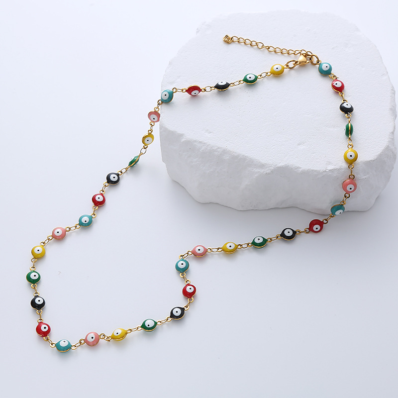 Fashion Devilu0027S Eye Titanium Steel Epoxy Chain Necklace