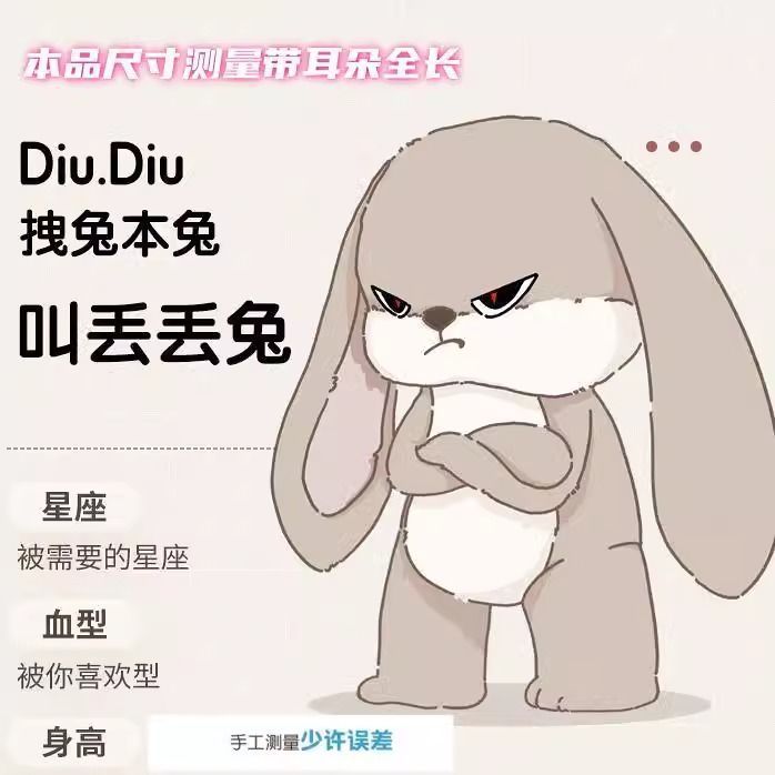 丢丢兔毛绒玩具择偶兔子公仔小兔子网红安抚玩偶生日布娃娃-阿里巴巴