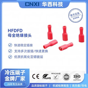 Cnxi Huaxi Technology Spring Female Insulated Cold-Pressed Terminal Fdfd1.25/2/5.5 Plug-In Quick Terminal