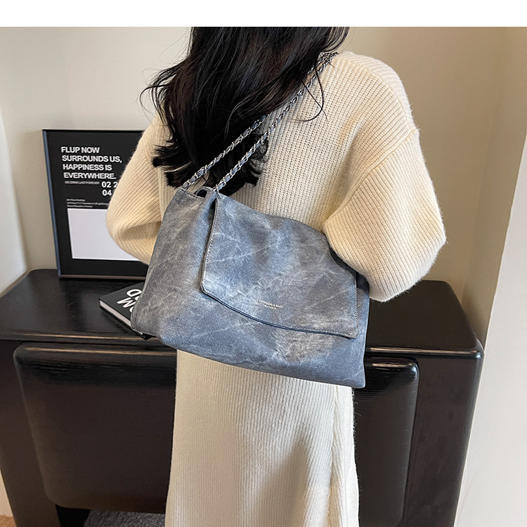 Autumn and winter retro large-capacity denim bag for women 2024 new style versatile chain shoulder bag casual large bag_voghion.com