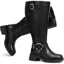 X 51754 Retro Round Toe Thick Sole Buckle Boots ����Բͷ��ѥ