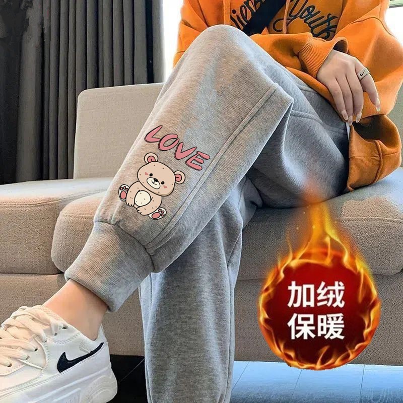 LOVE 베어 스크류 그레이 팬츠 플러스 벨벳