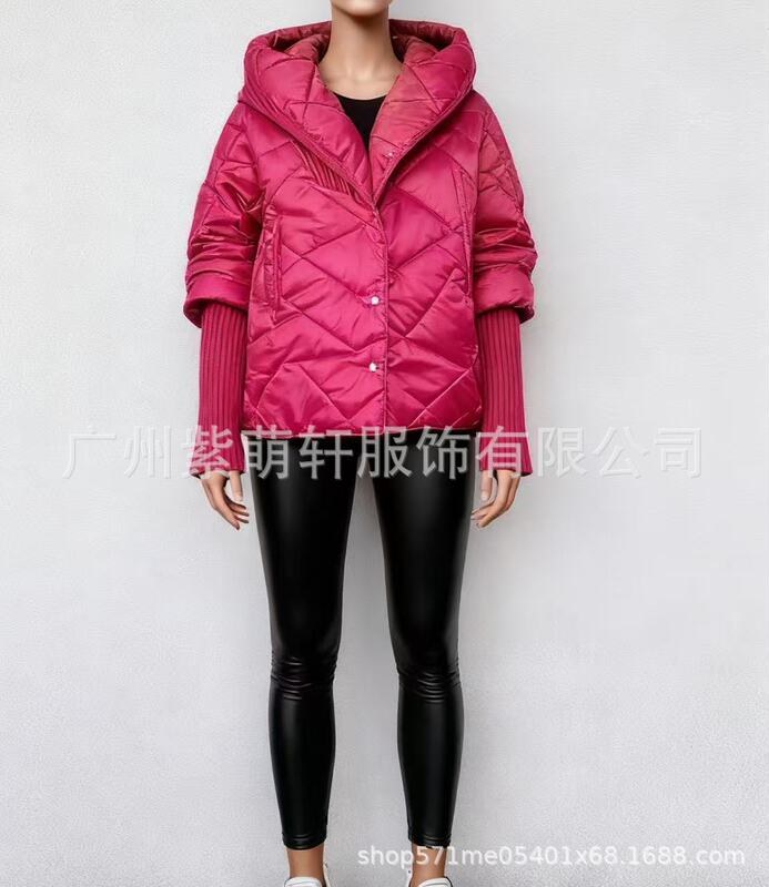 2025跨境欧美女装秋冬新款菱形格派克服休闲长袖棉服外套夹克批发|undefined