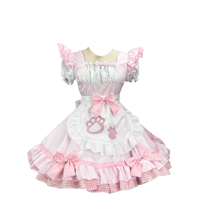 新しい猫娘のメイド服のコスプレの大きいサイズの女装の日本のかわいいメイドの白黒の経典のメイド|undefined
