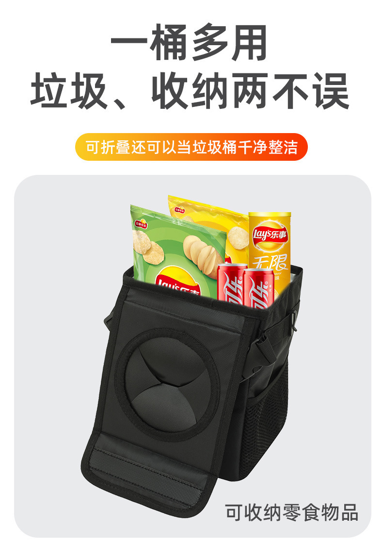 Car-Mounted Waterproof and Leak-Proof Foldable Multifunctional Storage Box with Lid and Seat Back Hanging Garbage Storage Box