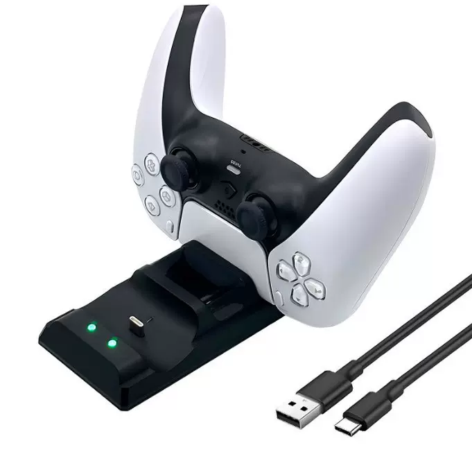 新款PS5双座充底座充电器双快充带LED灯PS5无线蓝牙游戏手柄座充
