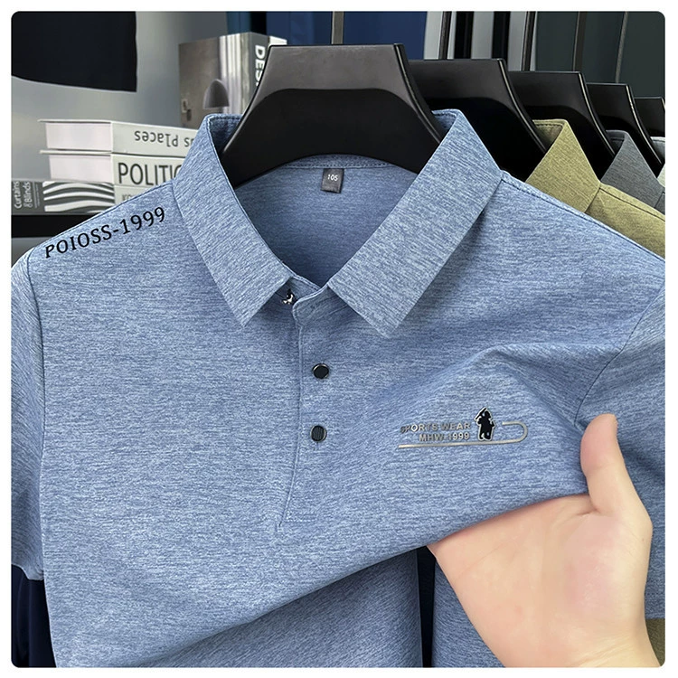 Мужская поло с коротким рукавом для трансграничных трансляций, летняя свободная тонкая футболка с принтом и отложным воротником для папы среднего возраста.