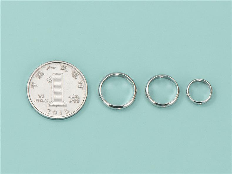 S925 Sterling Silver Edge Round Hollow Bead DIY Handmade Ring Middle Bead Bracelet Material Accessories