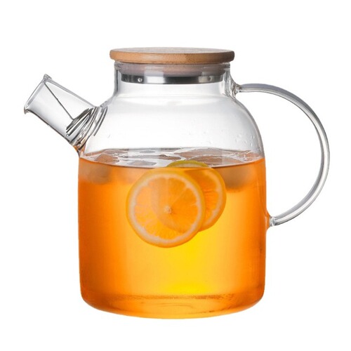 Wholesale Cold Water Kettle, Glass Household Water Cups, Juice Pitchers, Thickened Punch Bowls, Transparent Flower Tea Pots, New Chinese-Style Teapots with Bamboo Lids