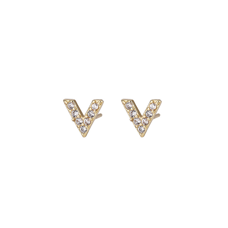 Fashion Letter Copper Inlay Zircon Ear Studs 1 Pair display picture 3