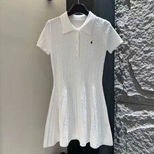 早秋新款老钱风动物刺绣绞花麻花高级感修身显瘦POLO领针织连衣裙