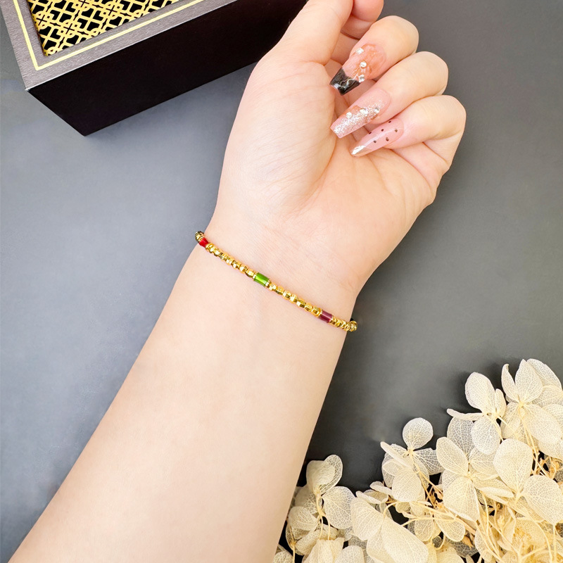 No desvanecerse durante mucho tiempo arena oro colorido zircon pulsera flash de verano temperamento ligero de lujo de alta calidad joyería al por mayor