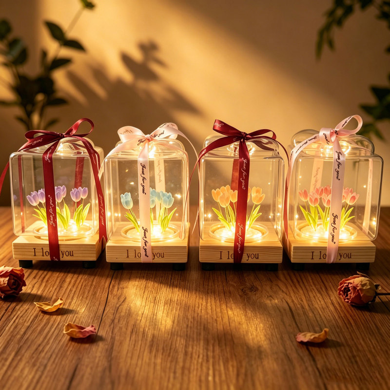 Cross-Border Popular Lily-Of-The-Valley Glass Cover Night Light, Nordic Style Home Bedside Atmosphere Glass Cover Lily-Of-The-Valley Night Light