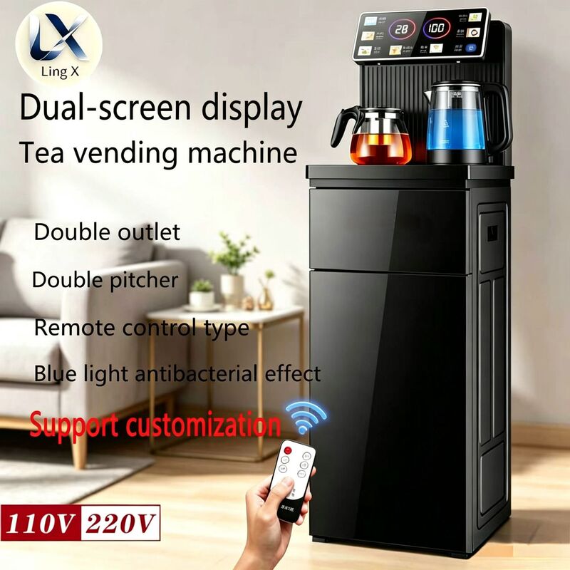 Cross-Border New Model Hot and Cold Dual-Use Multifunctional Tea Bar Machine with Water Dispenser, Bottom-Mounted Water Tank, Dual-Screen Display Tea Bar Machine Cross-Border New Model Hot and Cold Dual-Use Multifunctional Tea Bar Machine with Water Dispenser, Bottom-Mounted Water Tank, Dual-Screen Display Tea Bar Machine