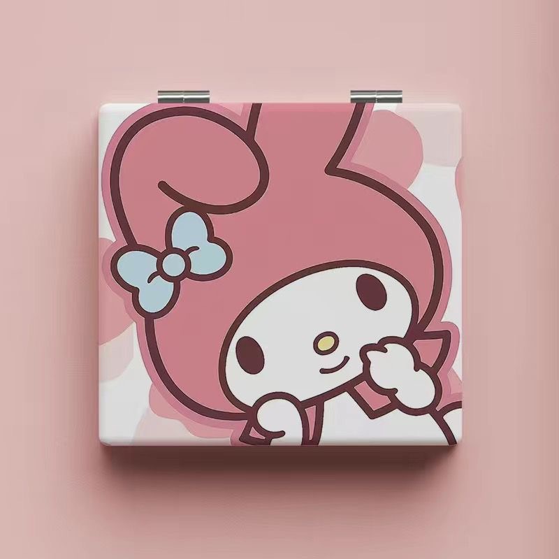 Lindo espejo pequeño Sanrio Kulomi espejo de maquillaje portátil de alto valor espejo de maquillaje portátil dormitorio de estudiantes espejo de maquillaje plegable