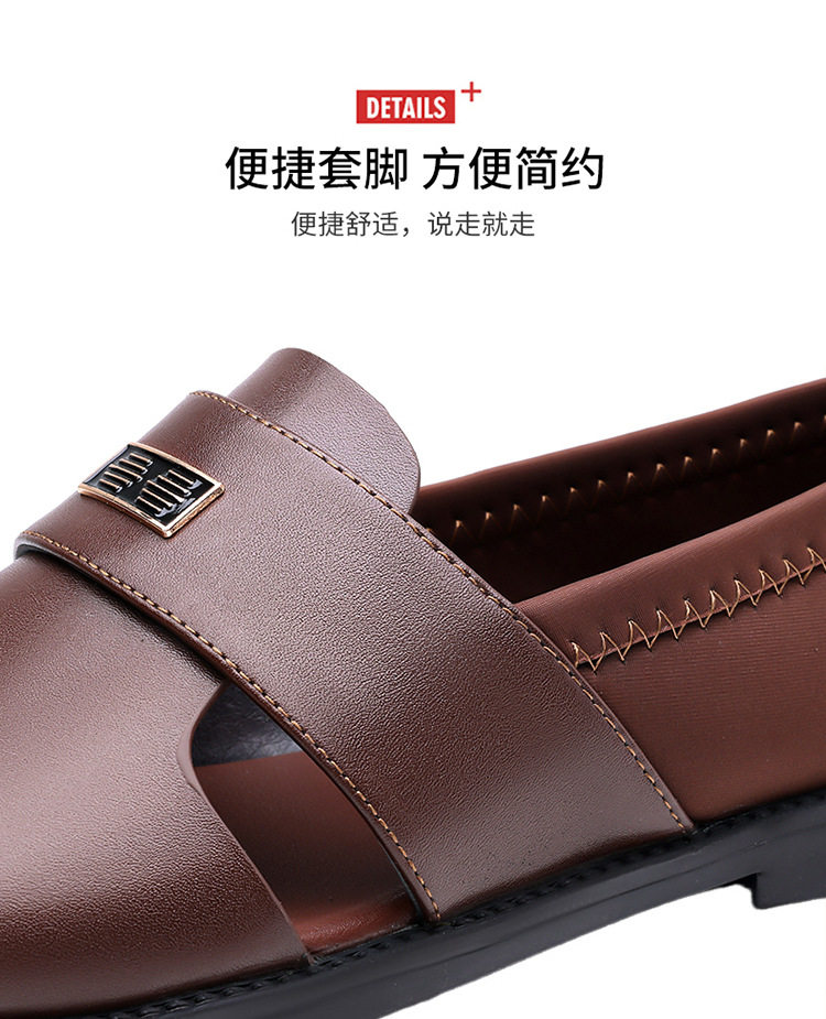 Dép sandal nam quai ngang kiểu La Mã da mềm chống trượt, hở ngón đi biển — Màu nâu , Đen chi tiết 13
