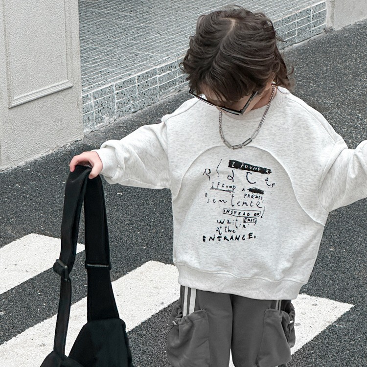 Children's Sweatshirt 2024 Spring New Versatile Long-Sleeve T-Shirt for Boys Korean Style Casual Kids' Apparel with Personality Print