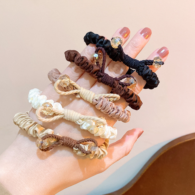 日韓新作ヘアアクセサリー小腸リング水晶髪ひもヘアリングファッションol高級感ヘアアクセサリー高弾力ヘアひも皮筋|undefined