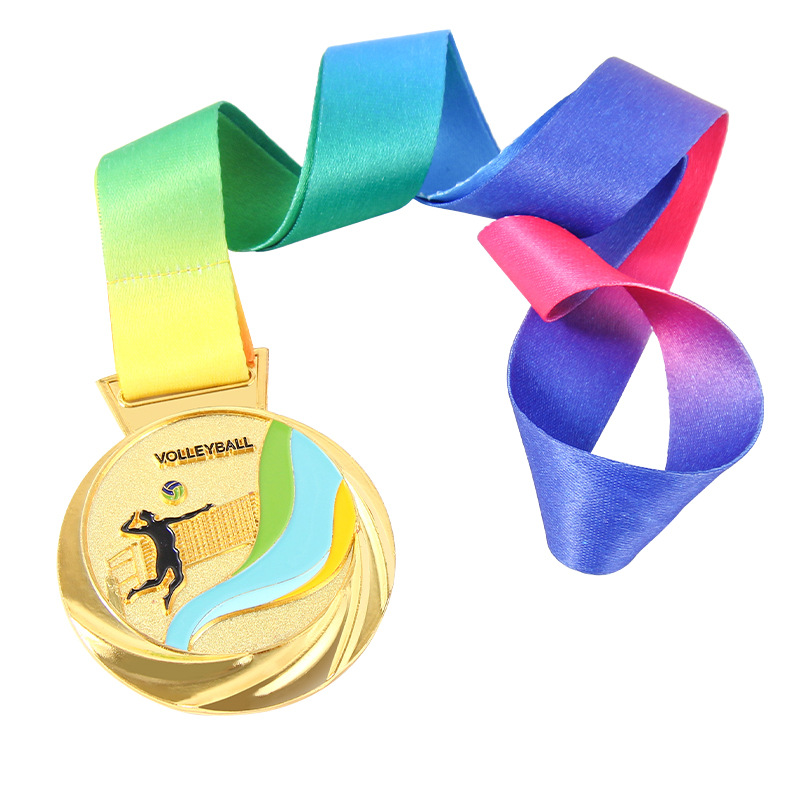 Medalla de cuello Colgar Serie deportiva Juegos de voleibol Metal lista de fabricación de honor conmemorativo medalla de oro y plata Bronce