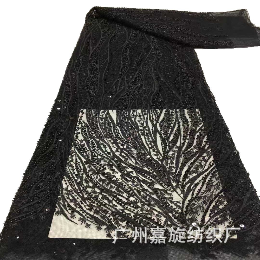 Nuevo tubo de bordado plano hermosa línea de viento totem sequinilla tela vestido de brindis vestido de banquete vestido tela