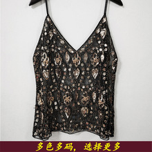 夏季亮片钉珠吊带内搭性感显瘦短款V领背心女洋气优雅跨境亚马逊