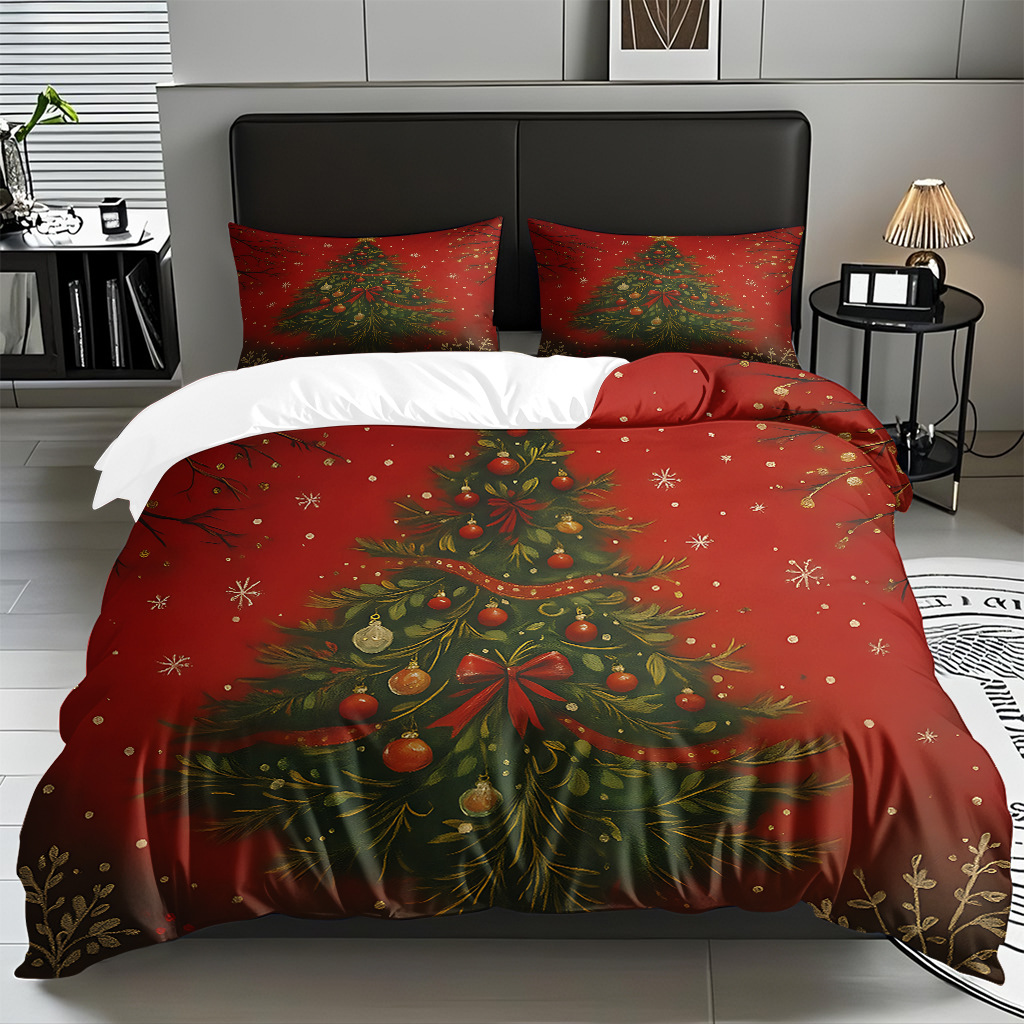 TEMU / JIT impresión digital transfronteriza HD Navidad pro piel suave colcha de cama kit para diseñar venta directa de fábrica
