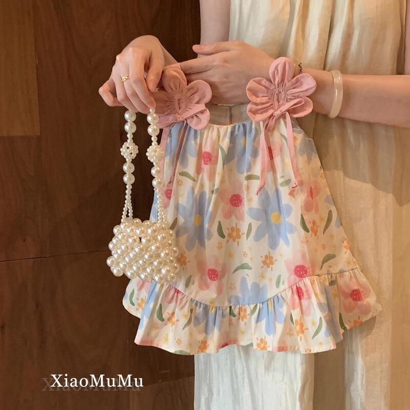 2026 New Summer Style Girls' Holiday Vest Dress, Summer Toddler Girl's Fashionable Floral Dress, Princess Dress
