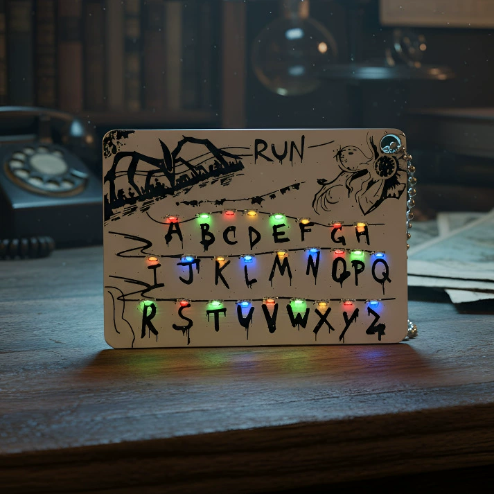 Luminous Pendant (Stranger Things) LED Alphabet Light Card Keychain, Multicolor LEDs