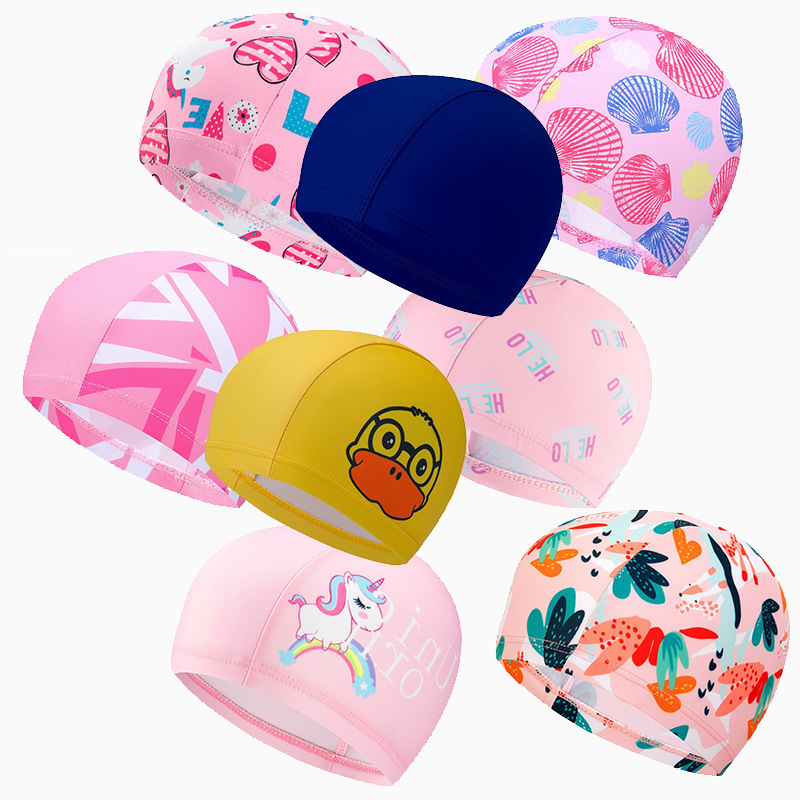 Sombreros de natación para niños dibujos animados bonitos y cómodos sombreros de tela bebés piscina entrenamiento para niños y niñas sombreros de natación al por mayor