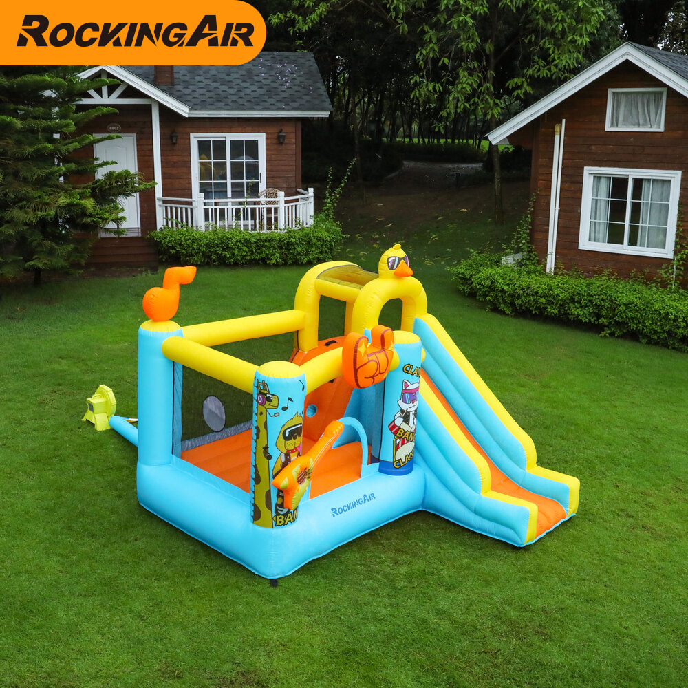 Hogar Oxford Tela Castillo inflable Gran pato amarillo Hogar Castillo inflable Fiesta para niños Castillo inflable para niños Niños